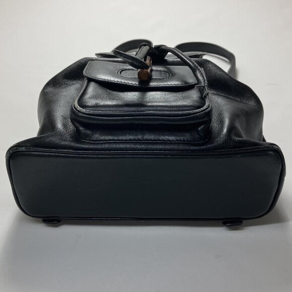 Gucci Leather Bamboo Mini Backpack Partly Damaged 003-2034-0030 Black main image 6
